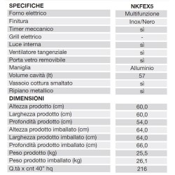 Forno da incasso/ Elettrico multifunzione/ Cl. A/ Inox NIKKEI mod. SNFEX5