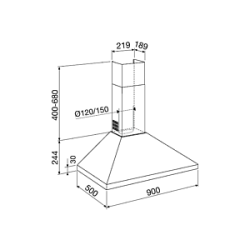 CAPPA A PARATE DA 90 CM GLEMGAS MOD. GHP945IX
